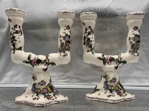 Paire bougeoirs faience - paire,