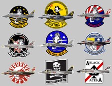 LOT DE 9 STICKERS TOMCAT F14 AVION USA NAVY AUTOCOLLANT F-14 SQUADRON FIGHTING