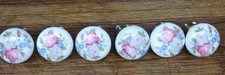 lot de6 jolies poignées rondes en porcelaine décor floral pour tiroirs/placards
