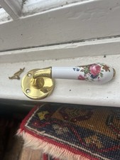 France Lever Roses Gold Spindle Door Knob Limoges Porcelain Ceramic French