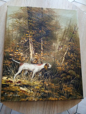 PEINTURE SUR TOILE SCENE DE CHASSE SIGNE FERDINAND