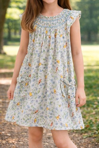 Vintage 1970 8ans robe - , blanche