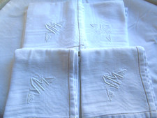 French 4 of napkins table cloth unique monograms vintage