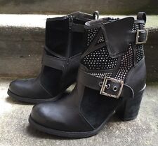 DESTOCKAGE : BOTTINES BOOTS MARQUE MAM'ZELLE CUIR NOIR @ T 40 @ NEUF 139€ @ N351