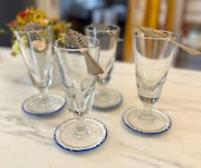 4 Vintage French Absinthe Glasses with Spoons and Saucers