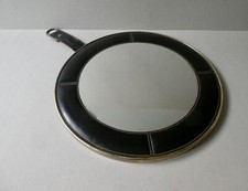 miroir rond en cuir noir