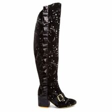 IRREGULAR CHOICE - BOTTES CUISSARDES NOIRE FEMME TALON MOYEN EPAIS - POINTURE 38