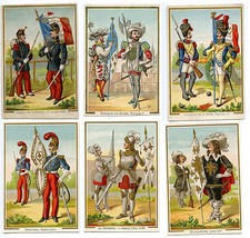 6 CHROMOS MILITARIA - ORIFLAMME, DRAPEAU, ETENDARD