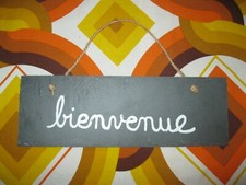 PLAQUE PANNEAU DE PORTE "BIENVENUE" en ARDOISE Déco Intérieur Maison Appartement
