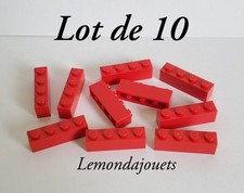 Lot de 10 Briques Lego 3010 - Brick 1 x 4 Rouge Red - Brique - 4x1 - 1x4