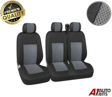 Housses De Siège Premium Gris-Noir Tissu 2+1 Pour Fiat Scudo Ducato Iveco Daily