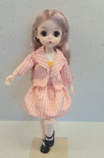 1/6 30cm Bjd Coudé Anime Poupée dans Un Orange Tenue Rose Cheveux Code