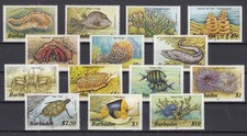 SK26374/ BRITISH BARBADOS – SEA LIFE – Y&T # 659 / 672 COMPLETE MINT MH