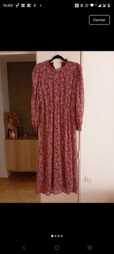 Robe midi femme bordeaux motif