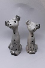 2 x Grandes Figurines Duo Dalmatien Vintage Céramique Chiens Animaux