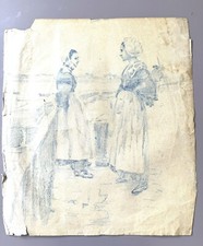 Dessin XIXème Ancien Crayon