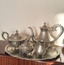 Magnifique Service Thé - Café 5 Pièces James Dixon & Sons Sheffield en Étain