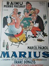 AFFICHE CINEMA - DUBOUT - MARIUS " LA PARTIE DE CARTES "  PAGNOL- 49 x 65 - 1987