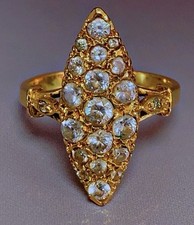 Ancienne bague marquise plaqué or zirconium gold plated marquise ring taille55