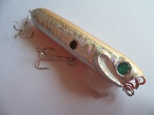 Leurre Popper pêche surface mer riviere argenté dos or  argenté ventre orange