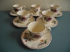 lot 6 tasses Sarreguemines Agreste art table antique french cups plates Tassen