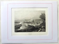 ROUEN gravure par ROUARGUE vue générale  XIX ème D503