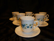 lot de 6 tasses café et sous tasses  petit modéle arcopal service myosotis (