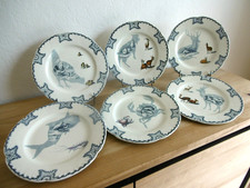 SIX ASSIETTES PLATES FAIENCE CREIL MONTEREAU XIX ème SERVICE SILHOUETTES Lot 5.