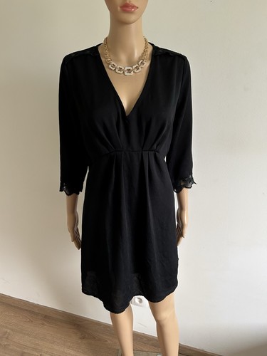 Robe noire manches courtes - noire, à