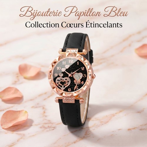 Montre cœurs étincelants - montre,