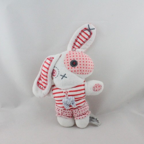 Doudou lapin blanc - rose, rayé
