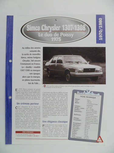 Carte fiche auto simca - fiche,