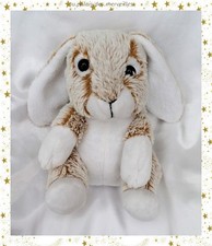 Doudou Peluche Lapin Assis Poils Blanc Et Marron ITEM