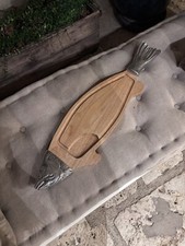 Plateau en bois et métal en