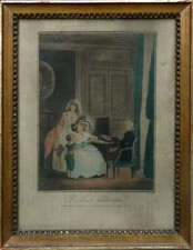 Gravure La leçon interrompue Vidal ( 1742-1801) Lavrince pinx (1737-1807)