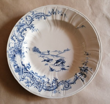 Assiette creuse CHASSE A COURRE terre de fer 580 g  sanglier chiens Longwy? ECNT