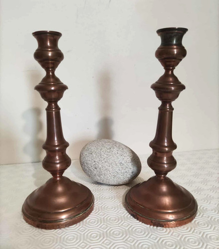 Paire bougeoirs ancien - paire,