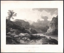 1840 Gravure originale Lac