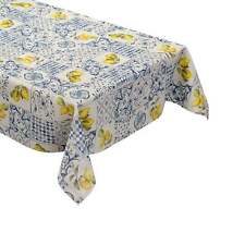 Nappe en Toile Cirée Bleu Carrelage Mosaïque Citron C144701 Carré Rond Oval
