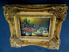 PEINTURE A HUILE SUR PANNEAU BOIS SIGNEE "NATUER MORTE AU HOMARD" ENCAREE -M18