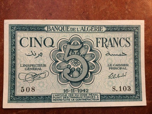 Billet banque algérie 5 - banque,, algérie,