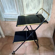 Trolley chariot bar vintage Accessor Paris Pliant laiton doré laque noir