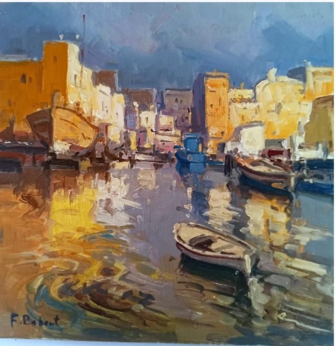 Tableau ancien huile marine - ancien,