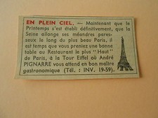 Pub Restaurant en Plein Ciel de la Tour Eiffel André Pignarre Print 1954