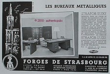 PUBLICITE STRAFOR FORGES DE STRASBOURG MEUBLE METAL DE 1950 FRENCH AD PUB RARE