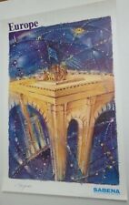 Europe Sabena Belgian World Airlines	Bergman Robert 1988 Affiche Originale