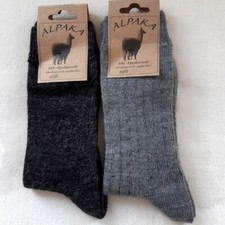 2 Paire Hommes Chaussettes de Laine Doux Alpaga Extra 100% 2 Tons Gris 39 - 46