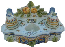 Encrier bureau faïence Jules Verlingue blason Mont Saint Michel encrier bureau