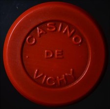 VICHY CASINO 0.5F Antique Poker Chip 1960 Vintage Old Gambling Game Red Token