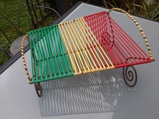 Porte/range disques VINTAGE en métal et scoubidou   Disques